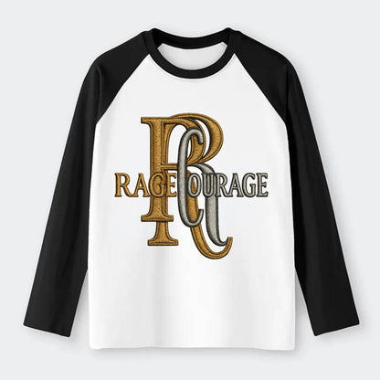 RAGE;COURAGE MODE Warrior Green Hat - Raglan Long Sleeve T-Shirt - Black
