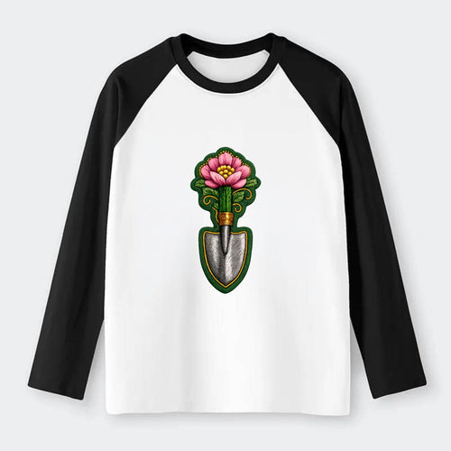 GARDENING TROWEL FLOWER - garden tool with - Raglan Long Sleeve T-Shirt