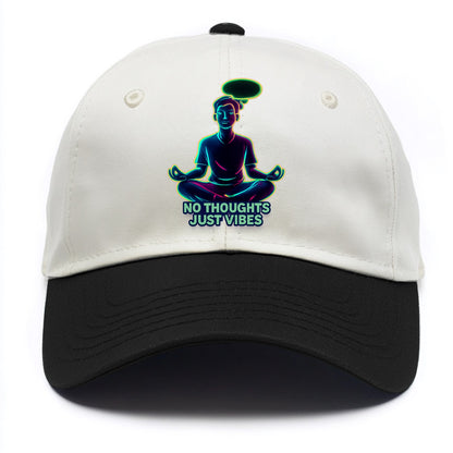 Peaceful floating figure with empty thought bubble - "no thoughts just vibes" zen - Two Tone Cap - Black