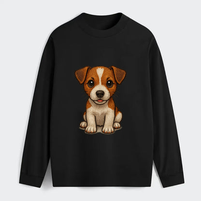Baby Jack Russell Terrier Puppy - white with markings, alert ears, - Classic Long Sleeve Shirt - Black