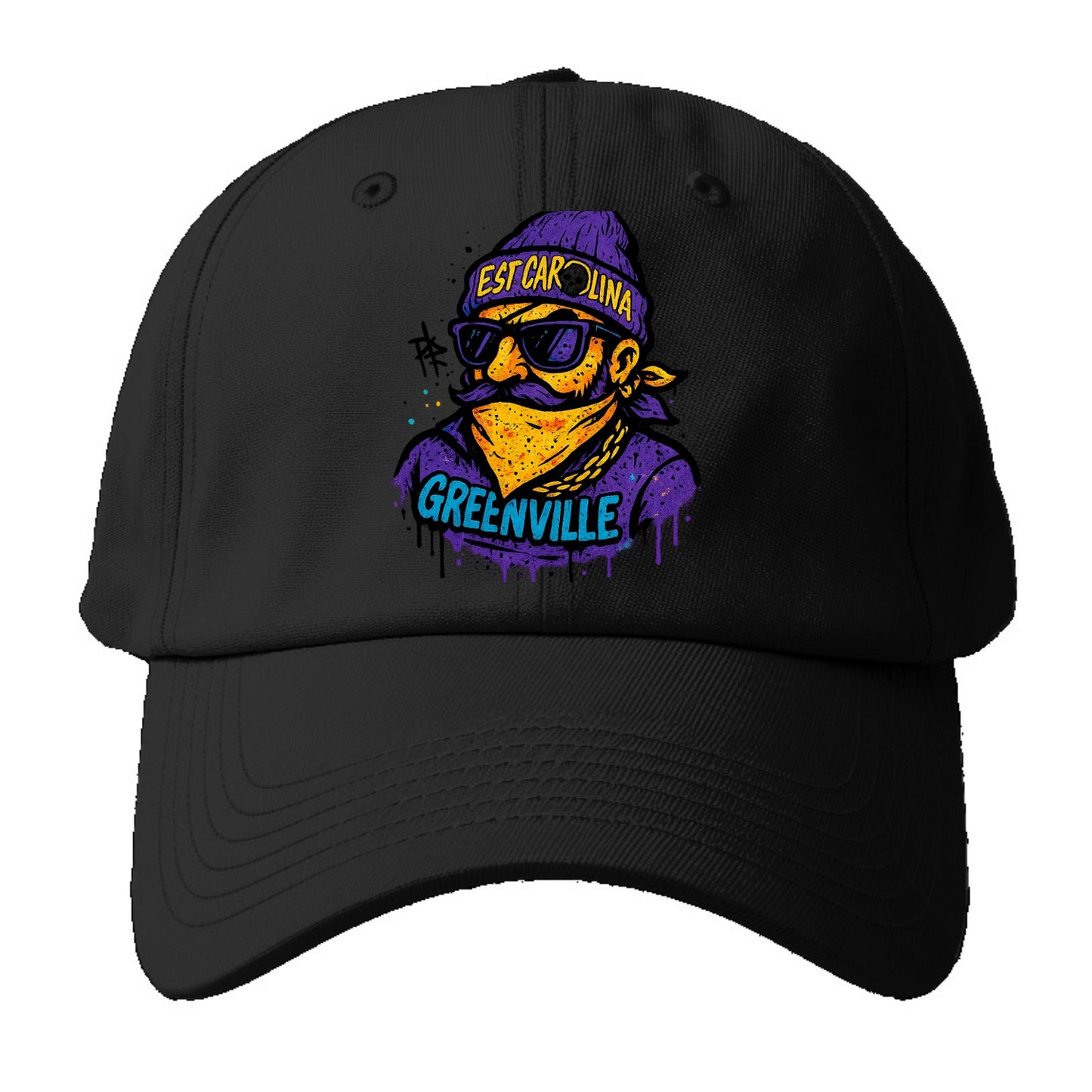 Greenville Pirate wearing East Carolina beanie with skull patch - Baseball Cap For Big Heads - Black