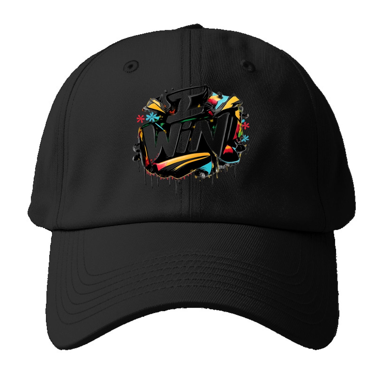 Bold typography design - "I WIN" - victory mindset, winning - Baseball Cap For Big Heads - Black