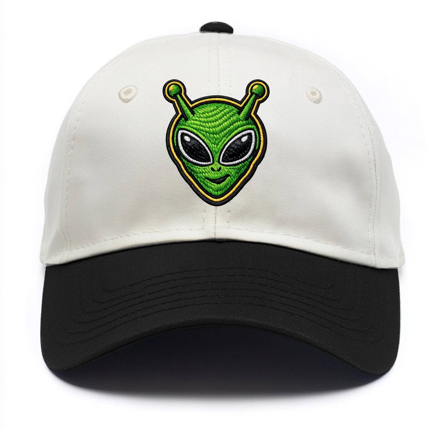 ALIEN MARTIAN - green alien with antenna in green , little green man - Two Tone Cap - Black
