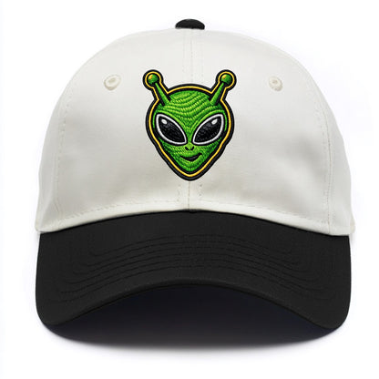 ALIEN MARTIAN - green alien with antenna in green , little green man - Two Tone Cap - Black