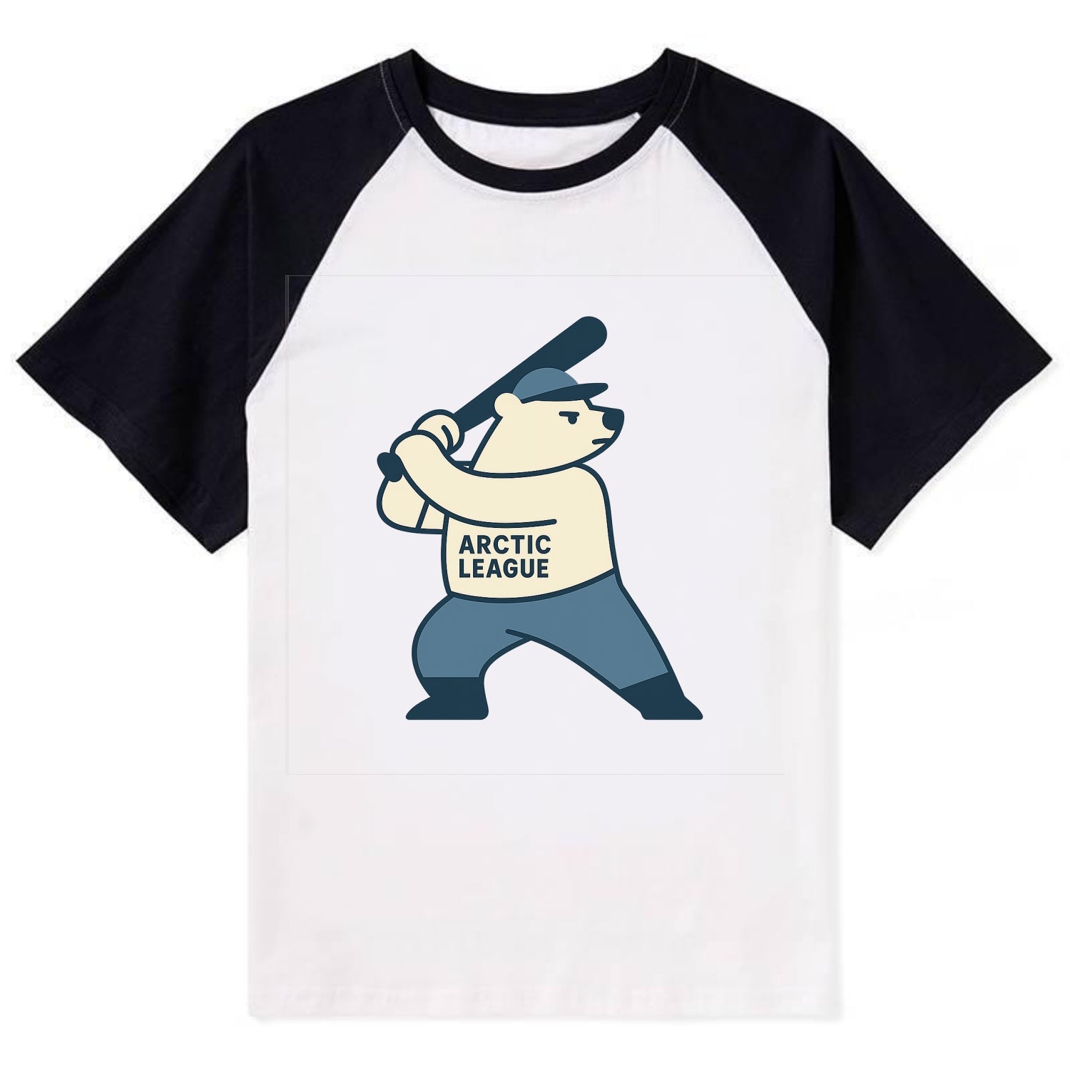 Polar Bear Baseball MVP - Contrast Raglan T-shirt - Black