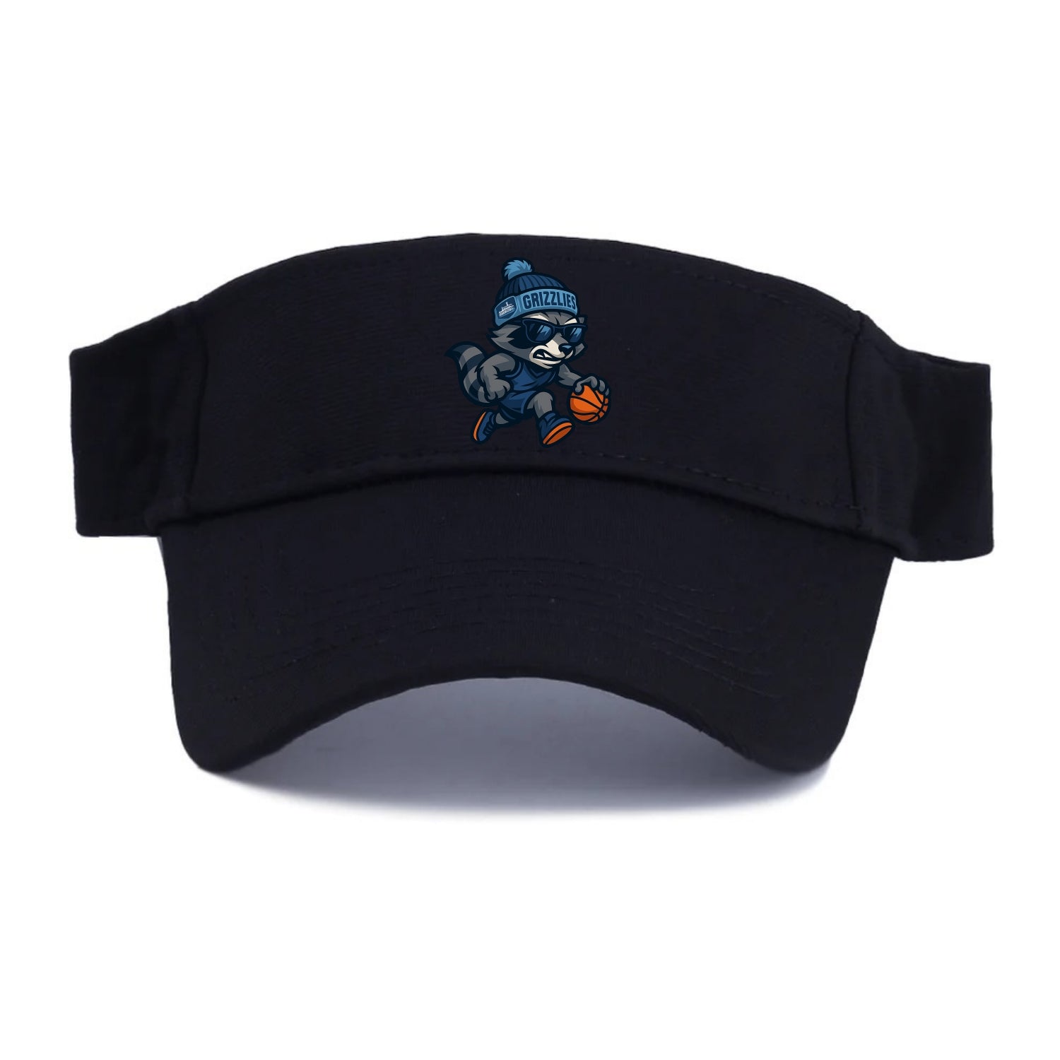 Memphis Raccoon wearing Grizzlies beanie with riverboat patch and wayfarer sunglasses - Visor - Black