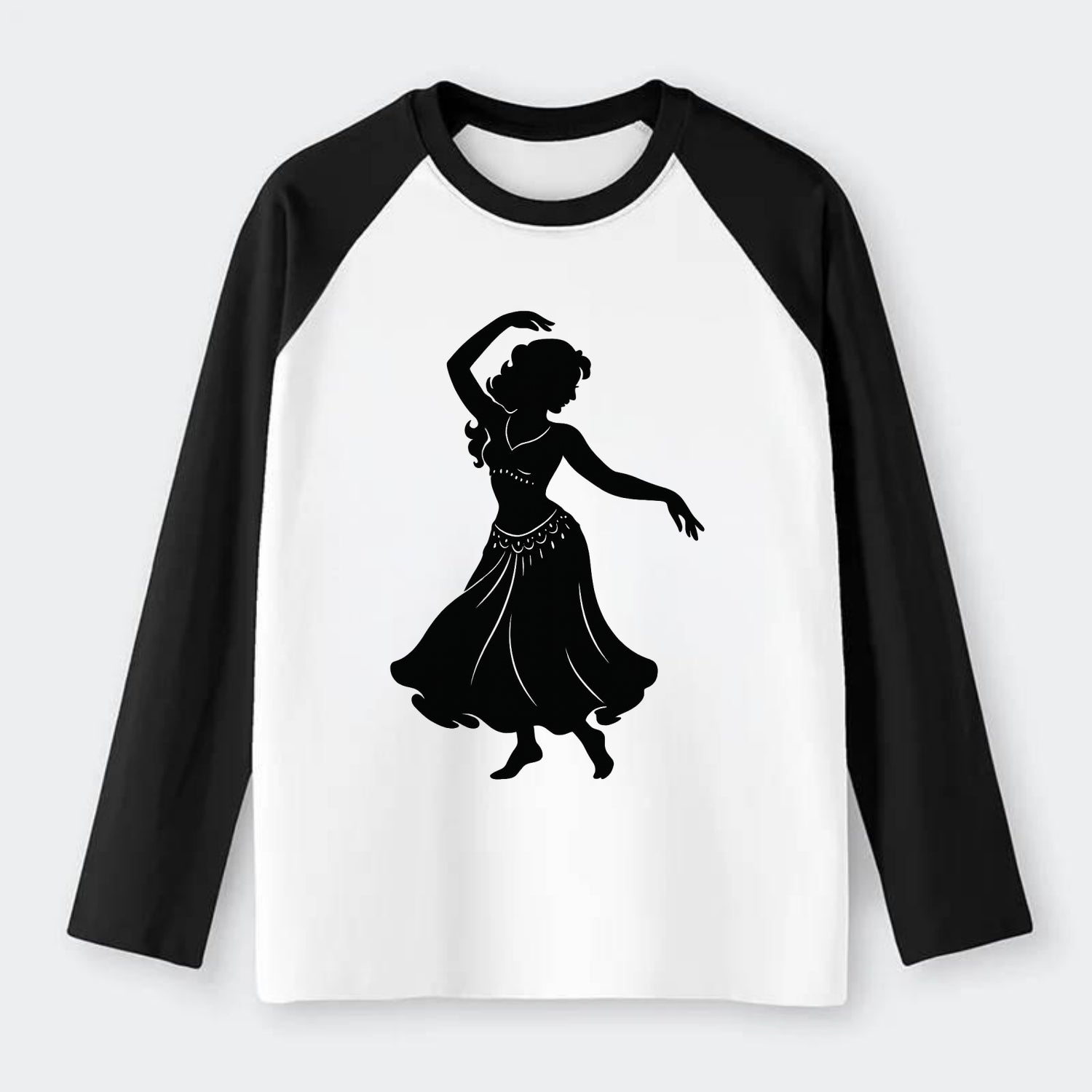 Belly dancer graceful gesture - Raglan Long Sleeve T-Shirt - Black