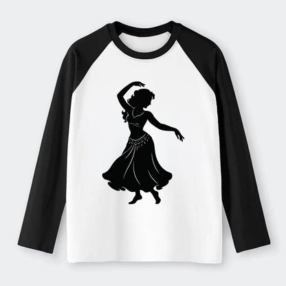 Belly dancer graceful gesture - Raglan Long Sleeve T-Shirt - Black