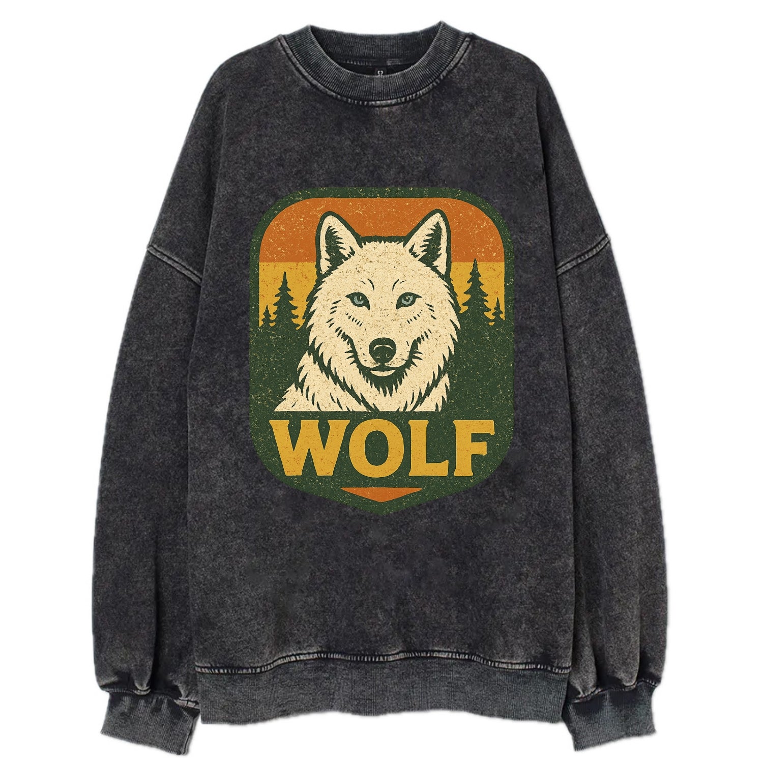 Arctic White Wolf  - Vintage Sweatshirt - Black