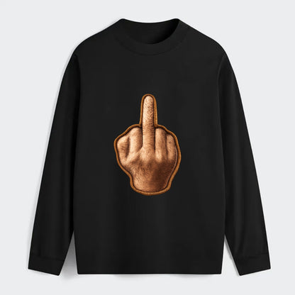 MIDDLE FINGER - hand gesture in skin tone , attitude - Classic Long Sleeve Shirt - Black