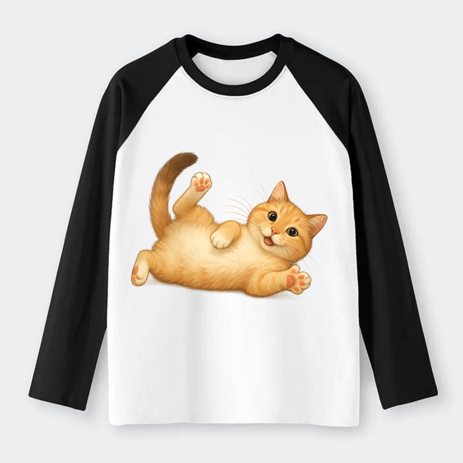 Therapy Cat  - Raglan Long Sleeve T-Shirt - Black