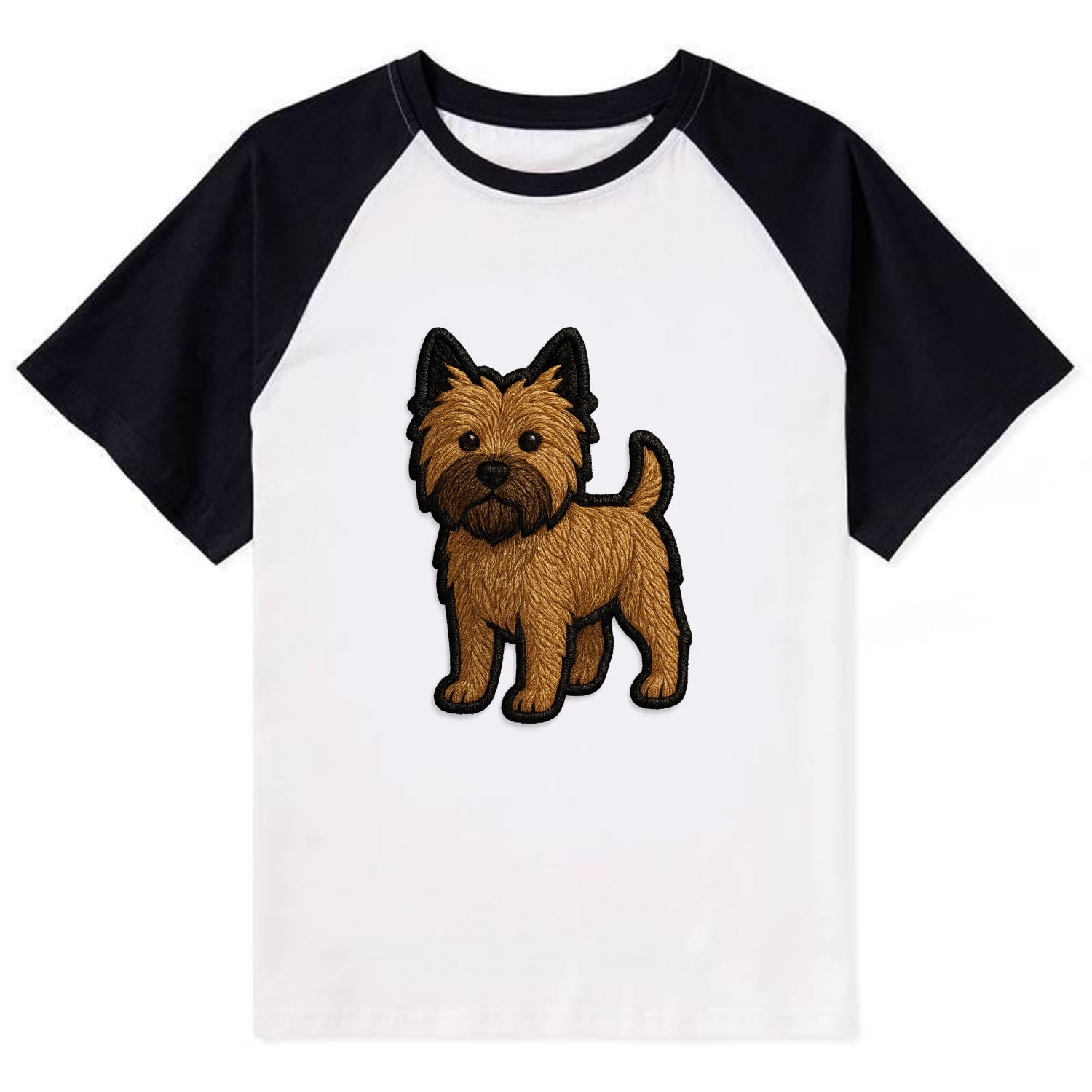 Cairn Terrier - Modern shaggy design wit - Contrast Raglan T-shirt - Black