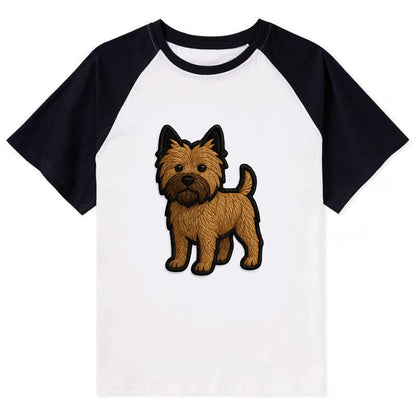 Cairn Terrier - Modern shaggy design wit - Contrast Raglan T-shirt - Black