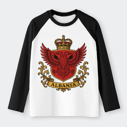 Albania Heritage Badge - Raglan Long Sleeve T-Shirt - Black