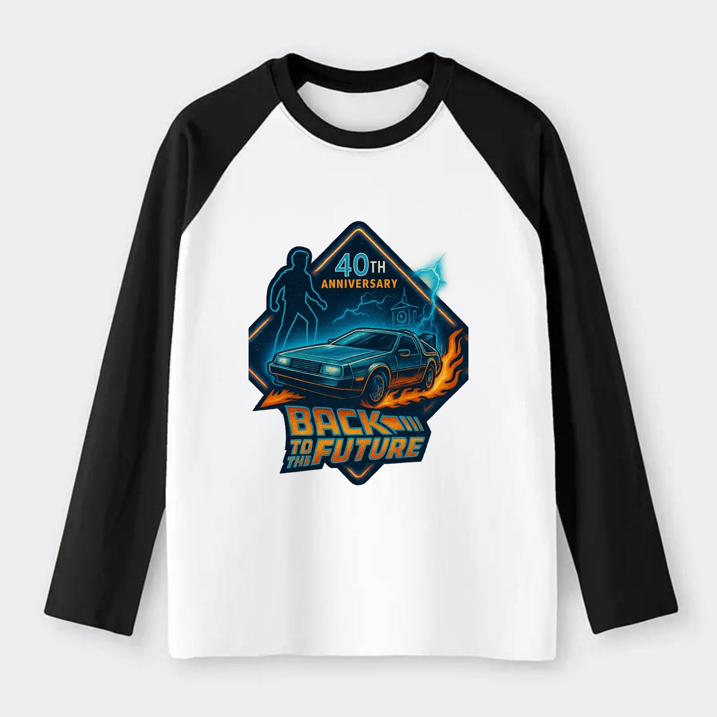 Back To The Future 40th Anniversary 2 - Raglan Long Sleeve T-Shirt - Black