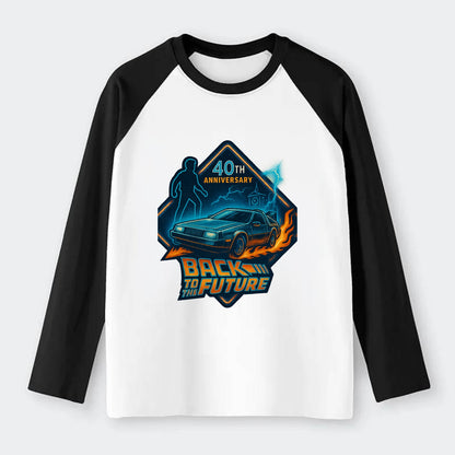 Back To The Future 40th Anniversary 2 - Raglan Long Sleeve T-Shirt - Black
