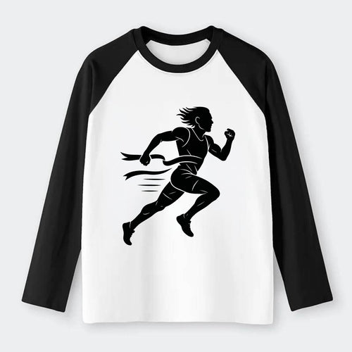 Runner sprinting finish line - Raglan Long Sleeve T-Shirt