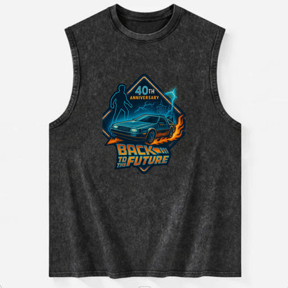 Back To The Future 40th Anniversary 2 - Vintage Washed Tank - Black