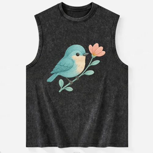 Aqua Chickadee - Vintage Washed Tank