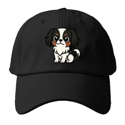 Japanese Chin - Black and white sitting pose - Baseball Cap For Big Heads - Black