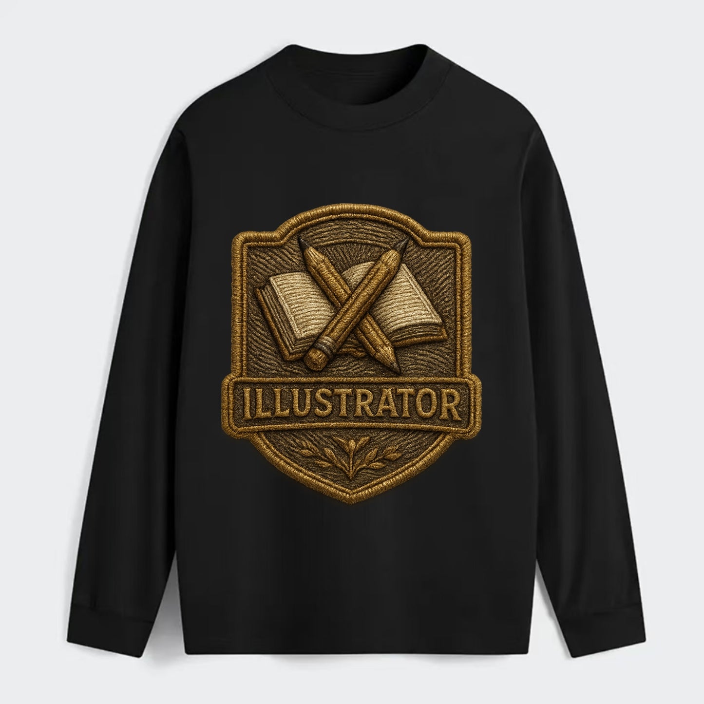 Pencils and sketchbook - illustrator badge - Classic Long Sleeve Shirt - Black