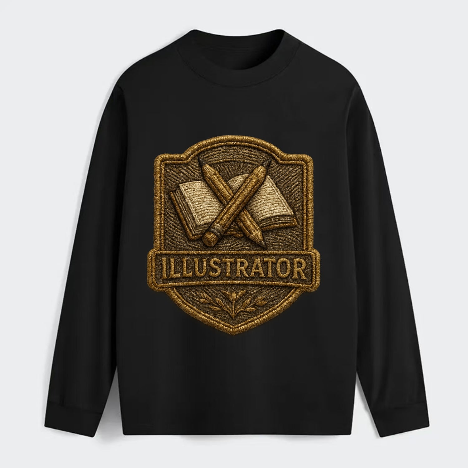 Pencils and sketchbook - illustrator badge - Classic Long Sleeve Shirt - Black
