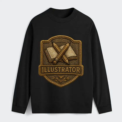 Pencils and sketchbook - illustrator badge - Classic Long Sleeve Shirt - Black