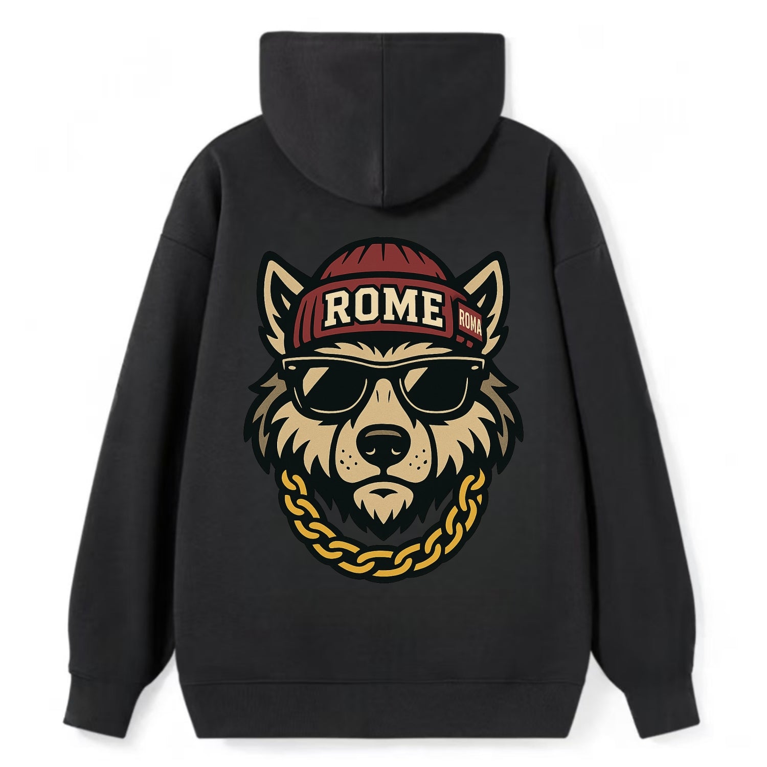 Rome Wolf - Classic Pullover Hoodie - Black