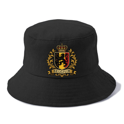 Belgium Lion Emblem (black Lion Rampant, Black/yellow/red Shield) Bucket Hat - Black