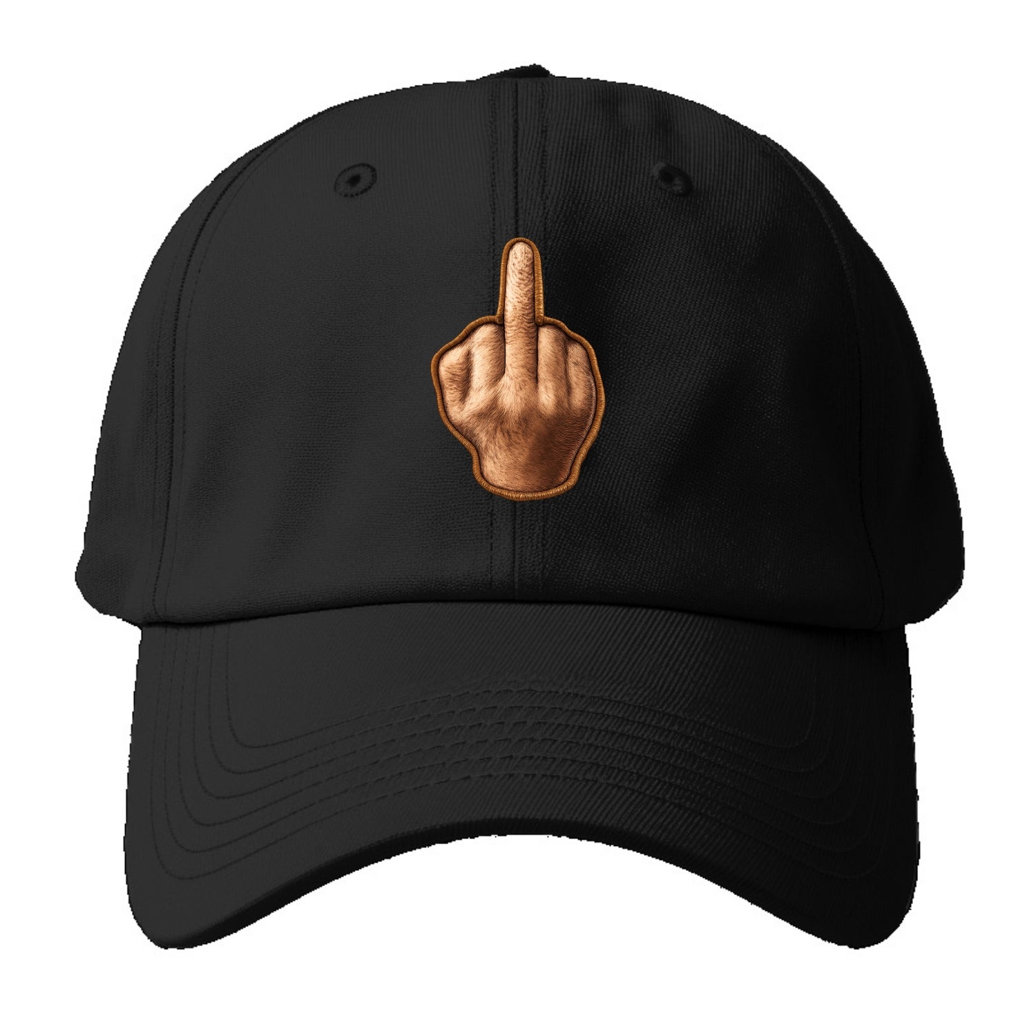 MIDDLE FINGER - hand gesture in skin tone , attitude - Baseball Cap - Black