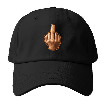 MIDDLE FINGER - hand gesture in skin tone , attitude - Baseball Cap - Black