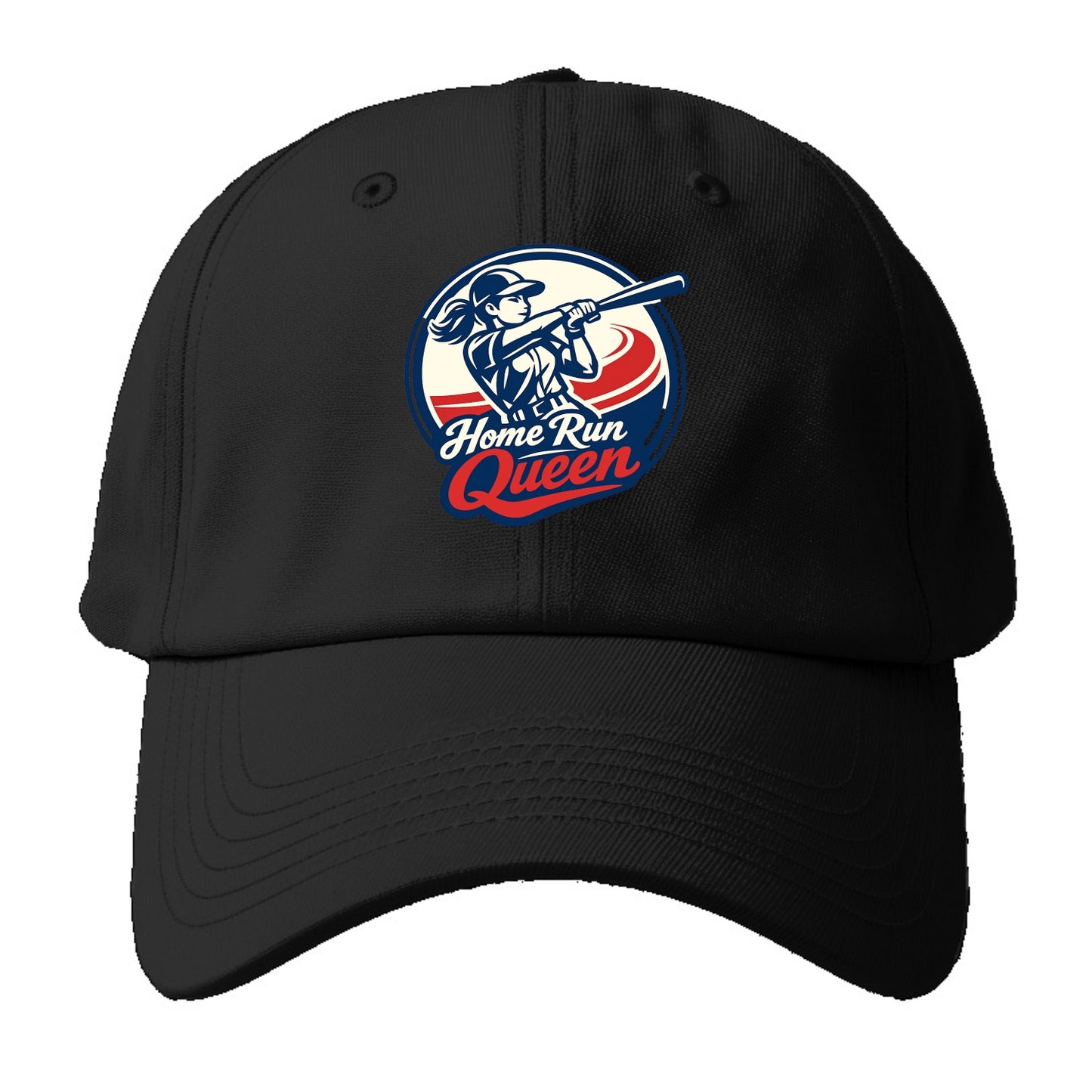Feminine Power at Bat - Baseball Cap For Big Heads - Black