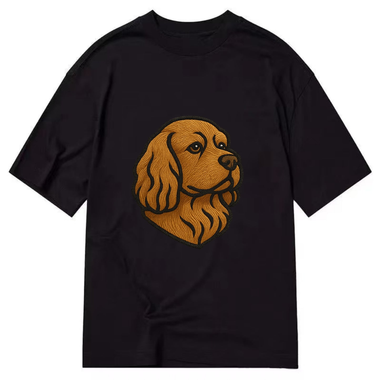 Sussex Spaniel - Golden liver embroidered low-set design - Classic T-shirt - Black
