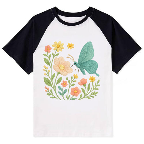Mint Night Butterfly - Contrast Raglan T-shirt