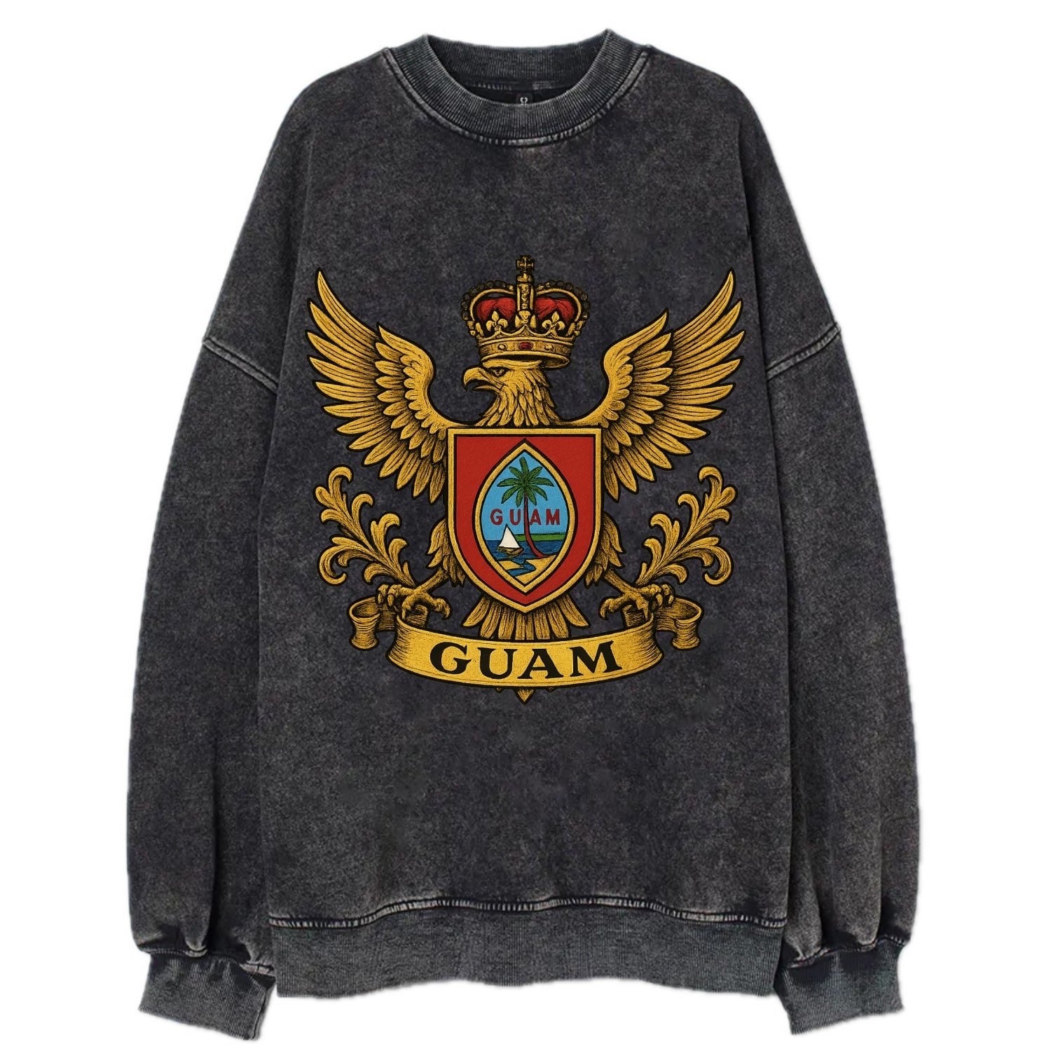 Guam Heritage Badge  - Vintage Sweatshirt - Black