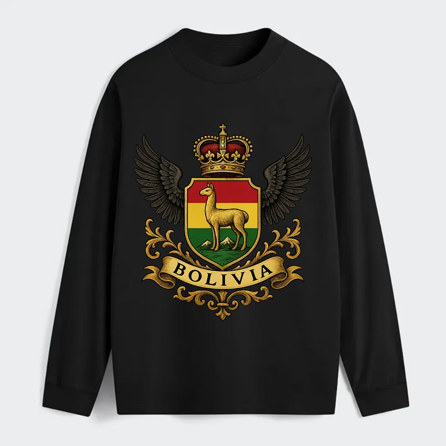 Bolivia Llama Emblem  - Classic Long Sleeve Shirt - Black