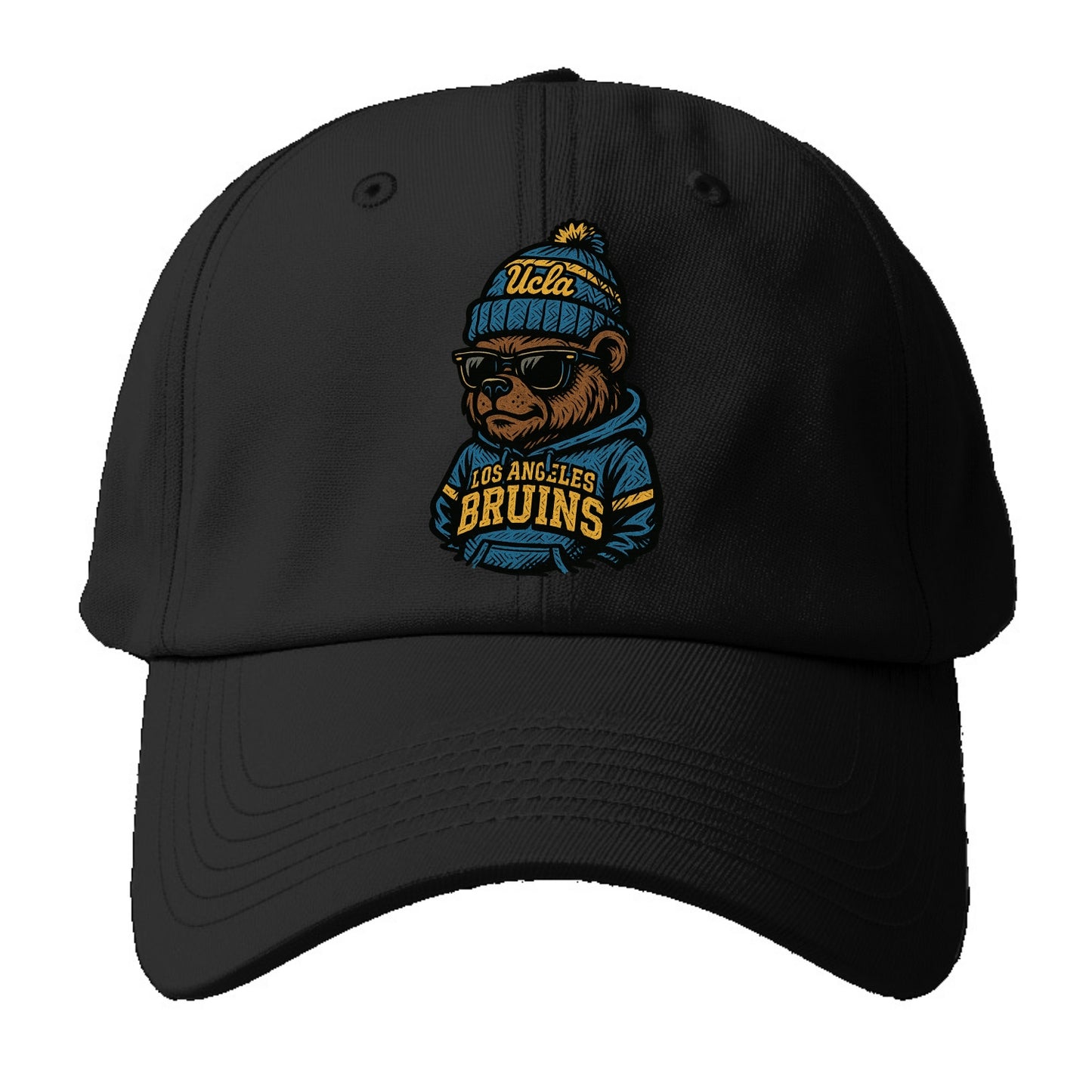Los Angeles Bruin wearing UCLA beanie with script patch - Baseball Cap - Black