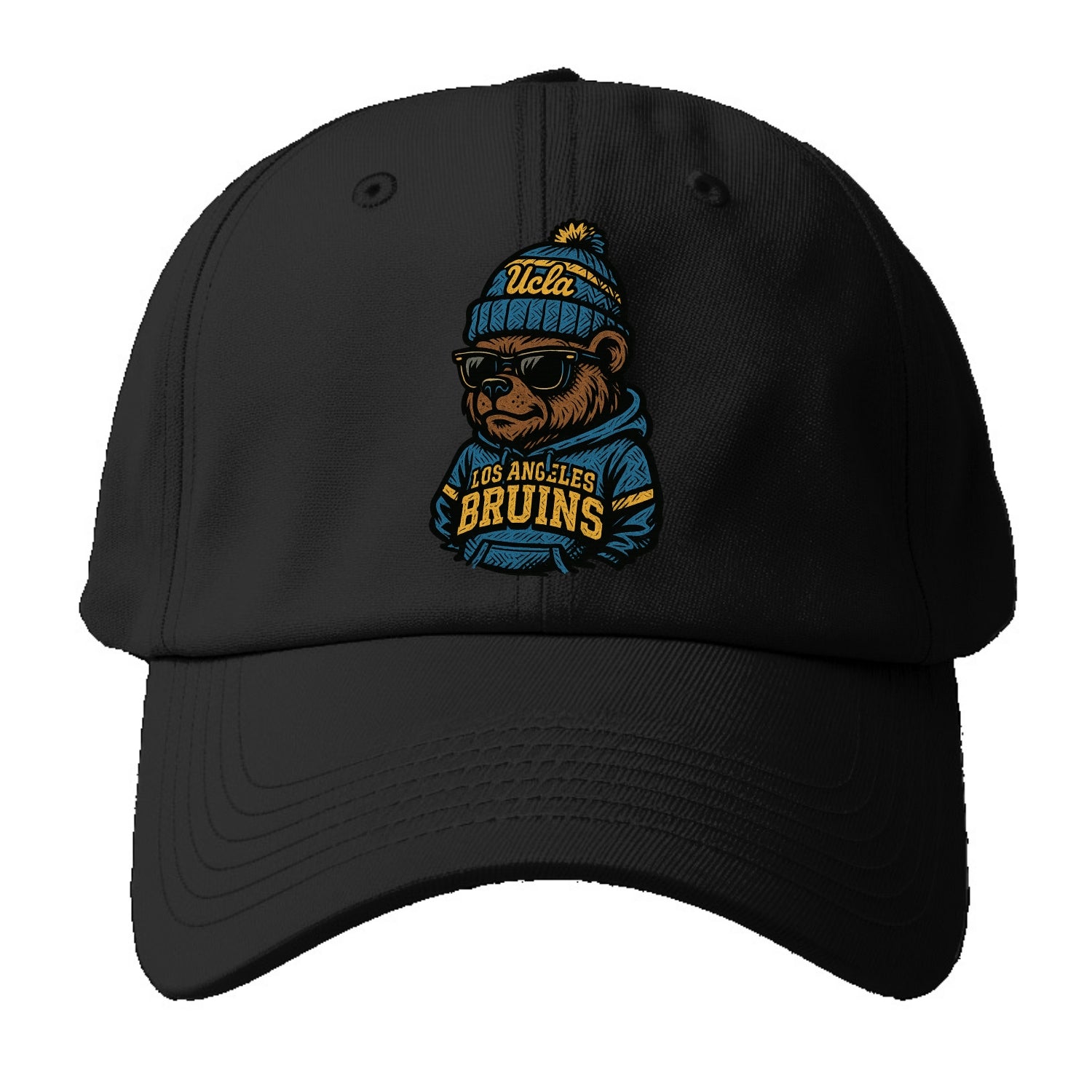 Los Angeles Bruin wearing UCLA beanie with script patch - Baseball Cap - Black