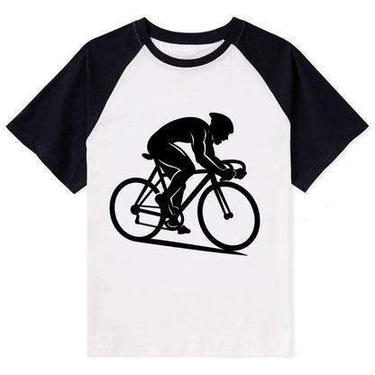 Sprint cyclist racing stance - Contrast Raglan T-shirt - Black