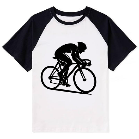Sprint cyclist racing stance - Contrast Raglan T-shirt - Black