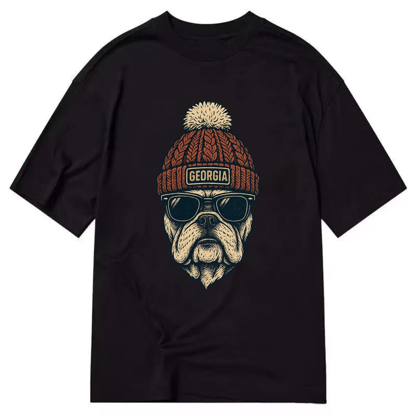 Athens Bulldog wearing Georgia beanie wi - Classic T-shirt - Black