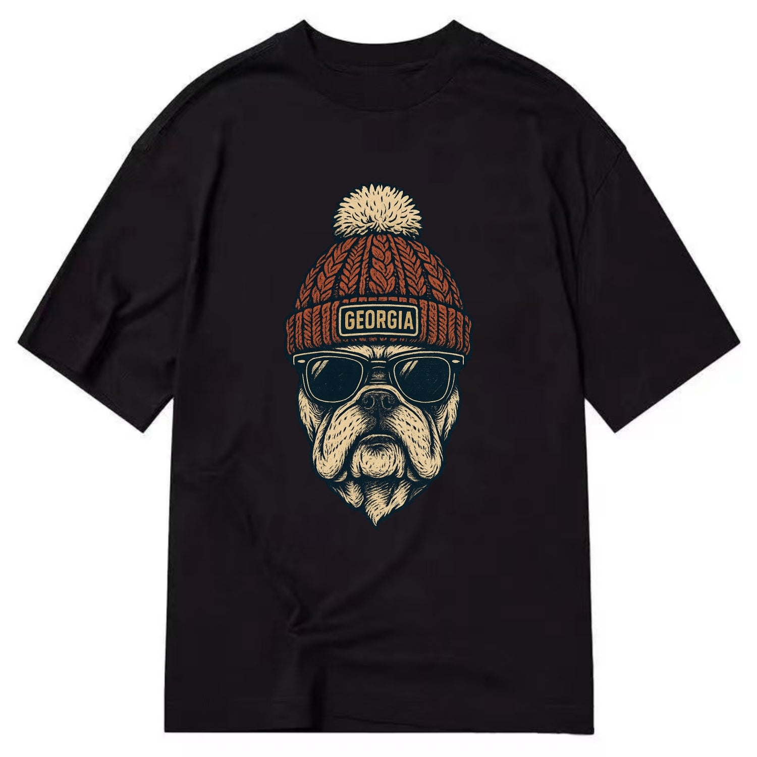 Athens Bulldog wearing Georgia beanie wi - Classic T-shirt - Black