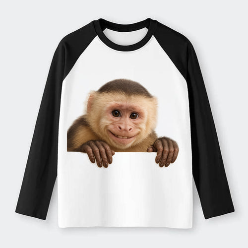 Capuchin Monkey  - Raglan Long Sleeve T-Shirt