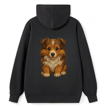 Baby Shetland Sheepdog Puppy - mini collie look, flowing mane, - Classic Pullover Hoodie - Black