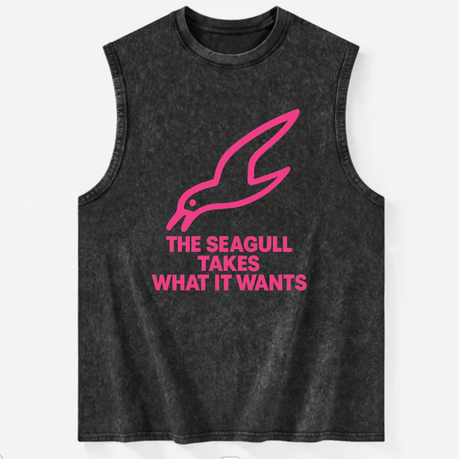 THE SEAGULL TAKES WHAT IT WANTS | Aggressive seagull diving down - Vintage Washed Tank - Black