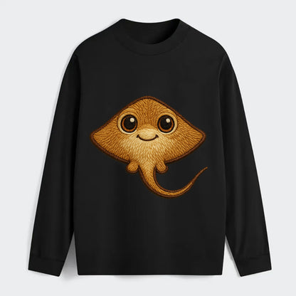 Baby Stingray - flat body, long tail, eyes on top, front-facing, - Classic Long Sleeve Shirt - Black