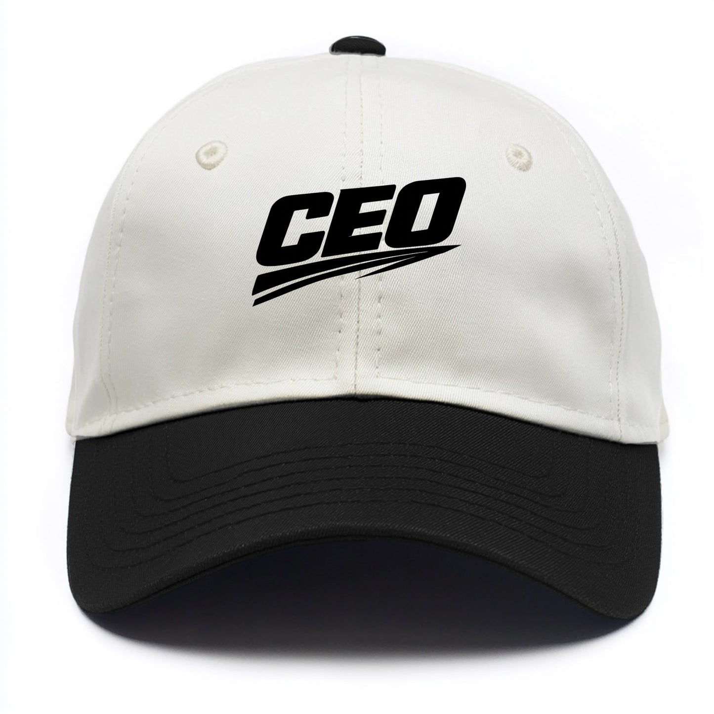 Bold typography design - "CEO" - chief executive, running things - Two Tone Cap - Black