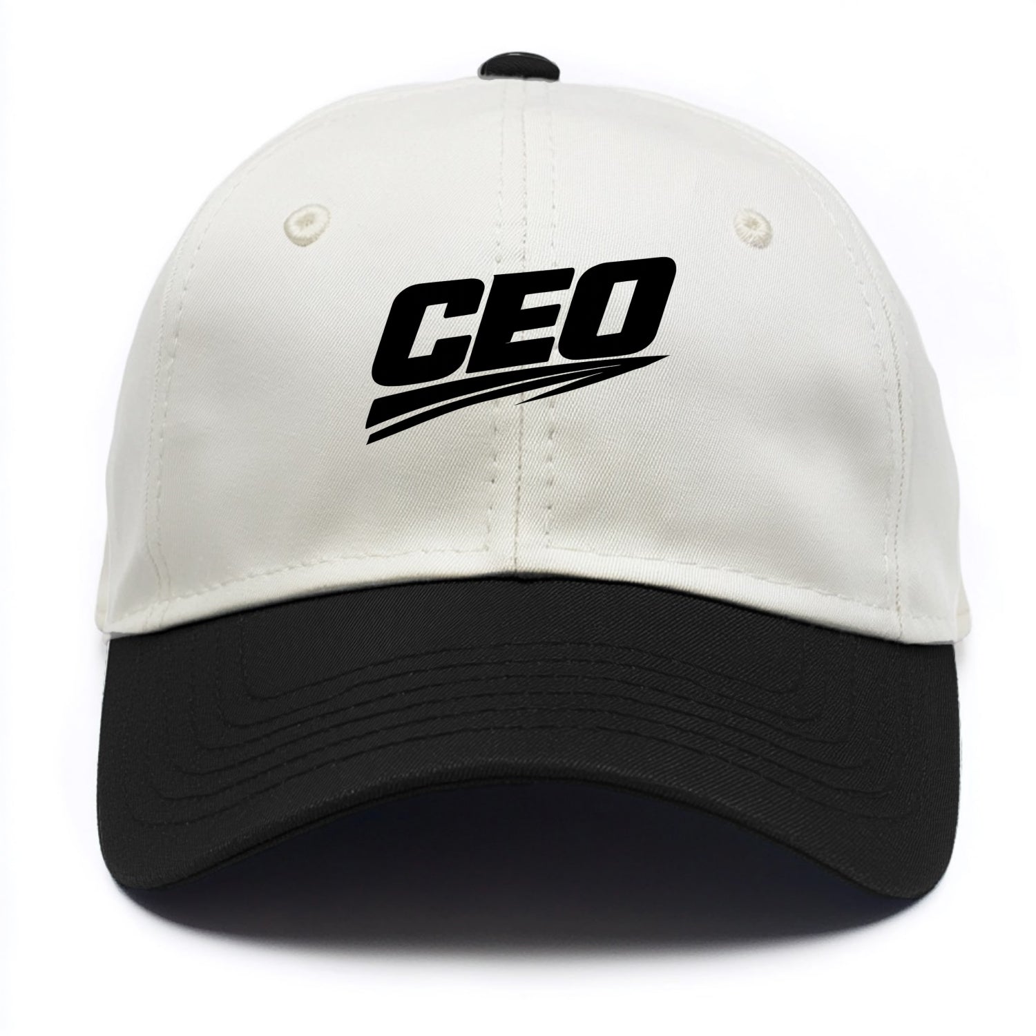 Bold typography design - "CEO" - chief executive, running things - Two Tone Cap - Black