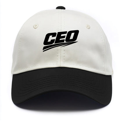Bold typography design - "CEO" - chief executive, running things - Two Tone Cap - Black
