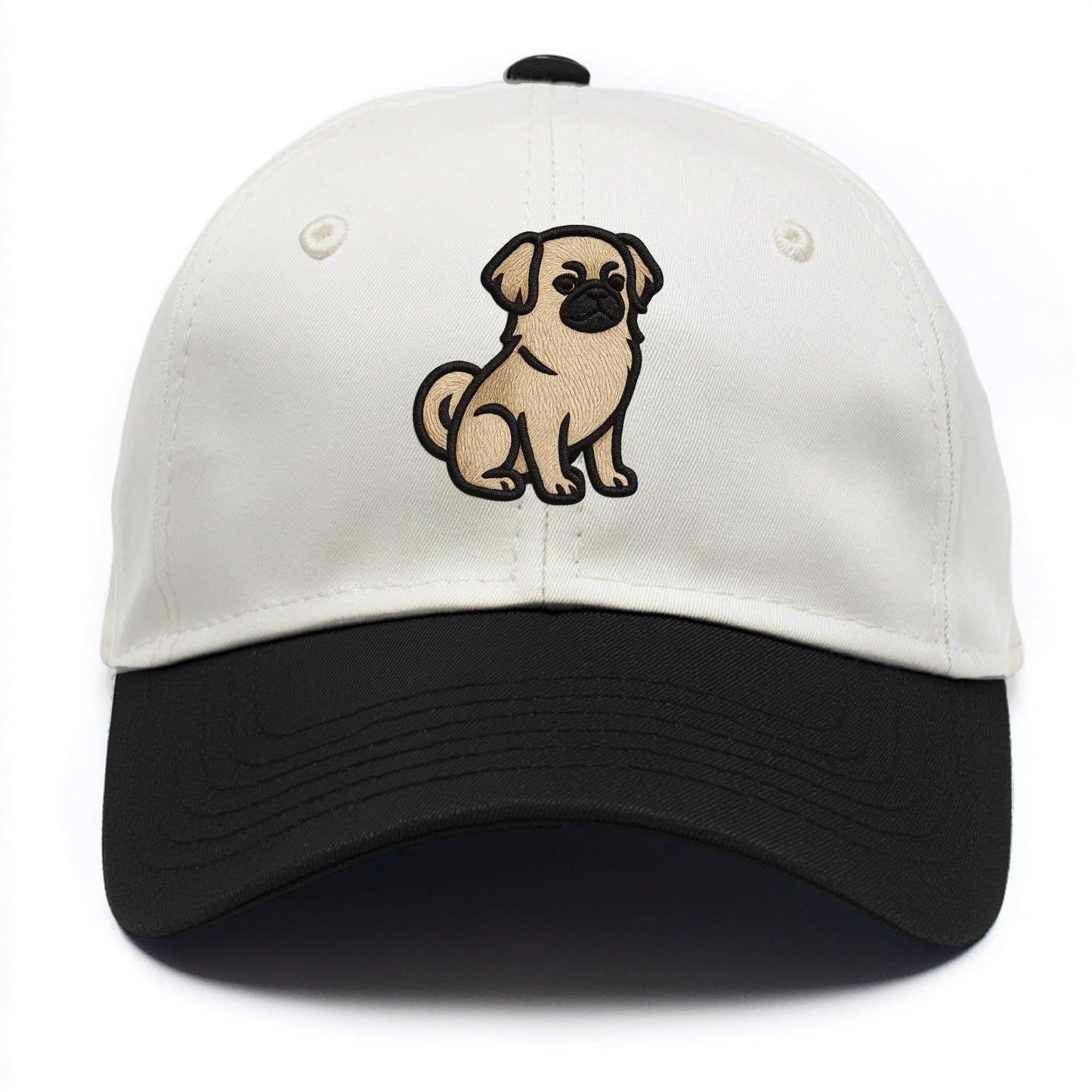 Tibetan Spaniel - Fawn small dog embroid - Two Tone Cap - Black